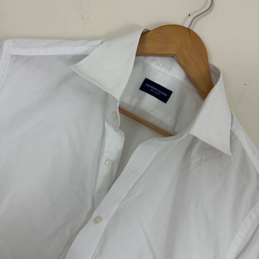 Proper Cloth Dress Shirt White Long Sleeve Business Formal Button Up Men 16.5-32